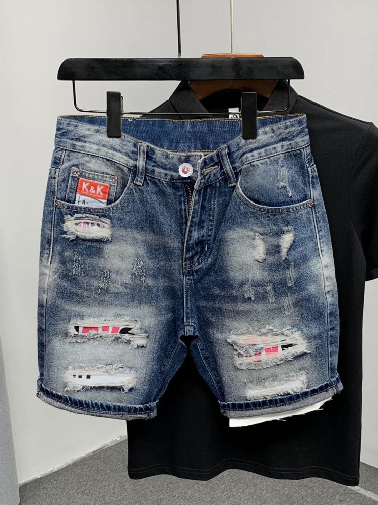 Streetwear Brand Jeans - 2026 Summer Ripped Straight Men Denim