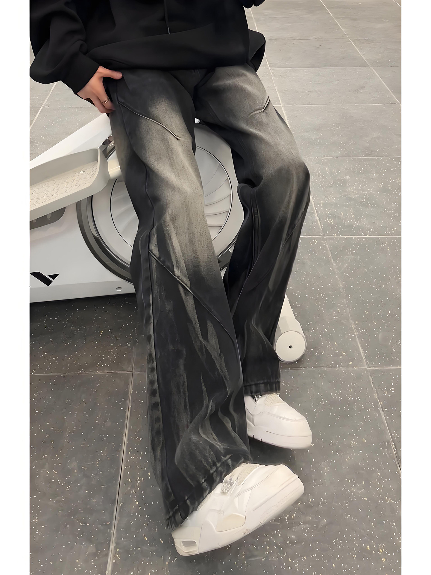 Streetwear Brand Jeans - Washed Tie Dye Flared Men's Jeans