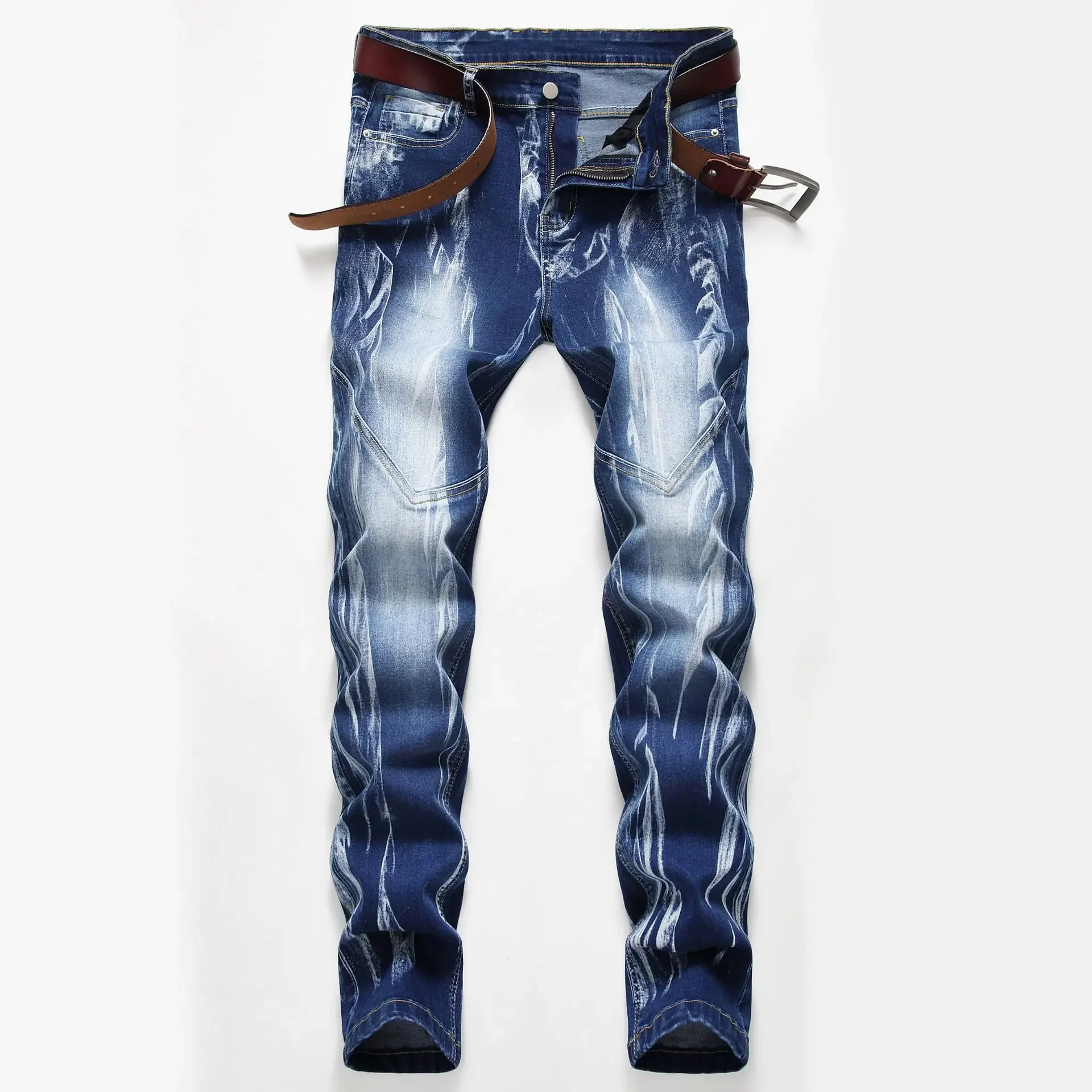 Fashion Print Men's Elasticity – Streetwear Brand Jeans Bewertung und Preis
