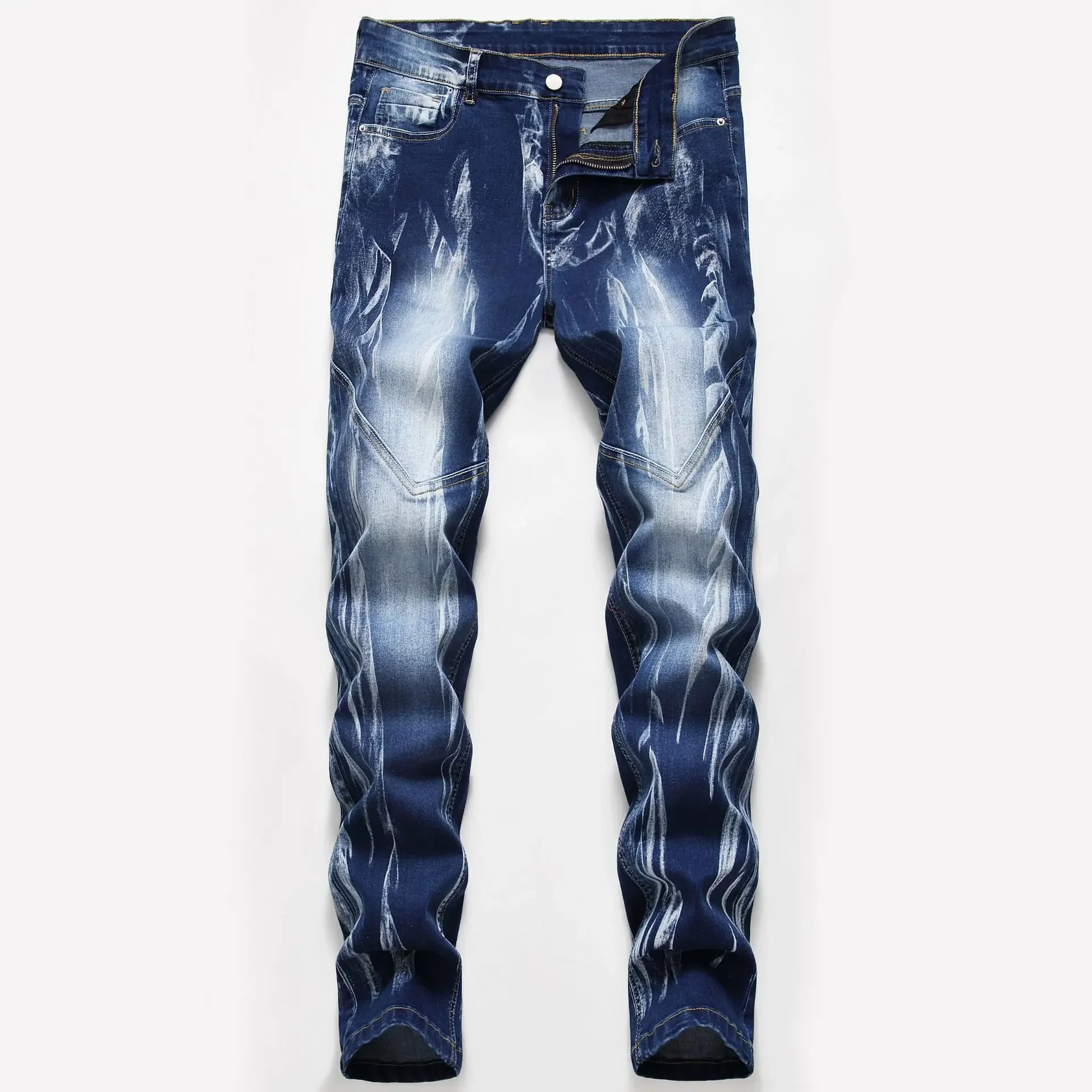 Fashion Print Men's Elasticity – Streetwear Brand Jeans Bewertung und Preis