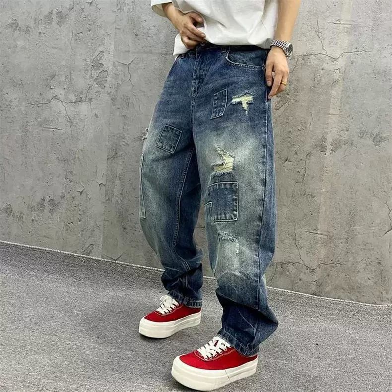Brand Splicing Jeans Autumn Fa – Streetwear Brand Jeans Bewertung und Preis