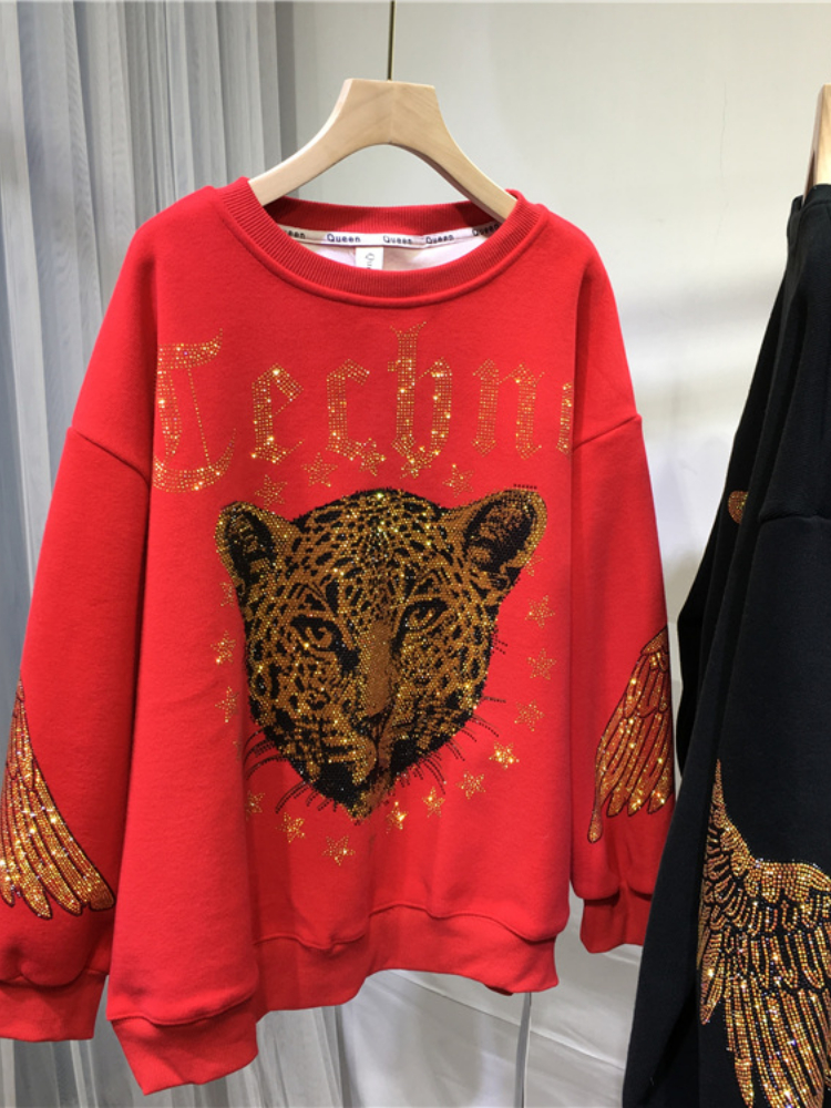 Leopard Rhinestones L-4XL Plus – Streetwear Brands Bewertung und Preis