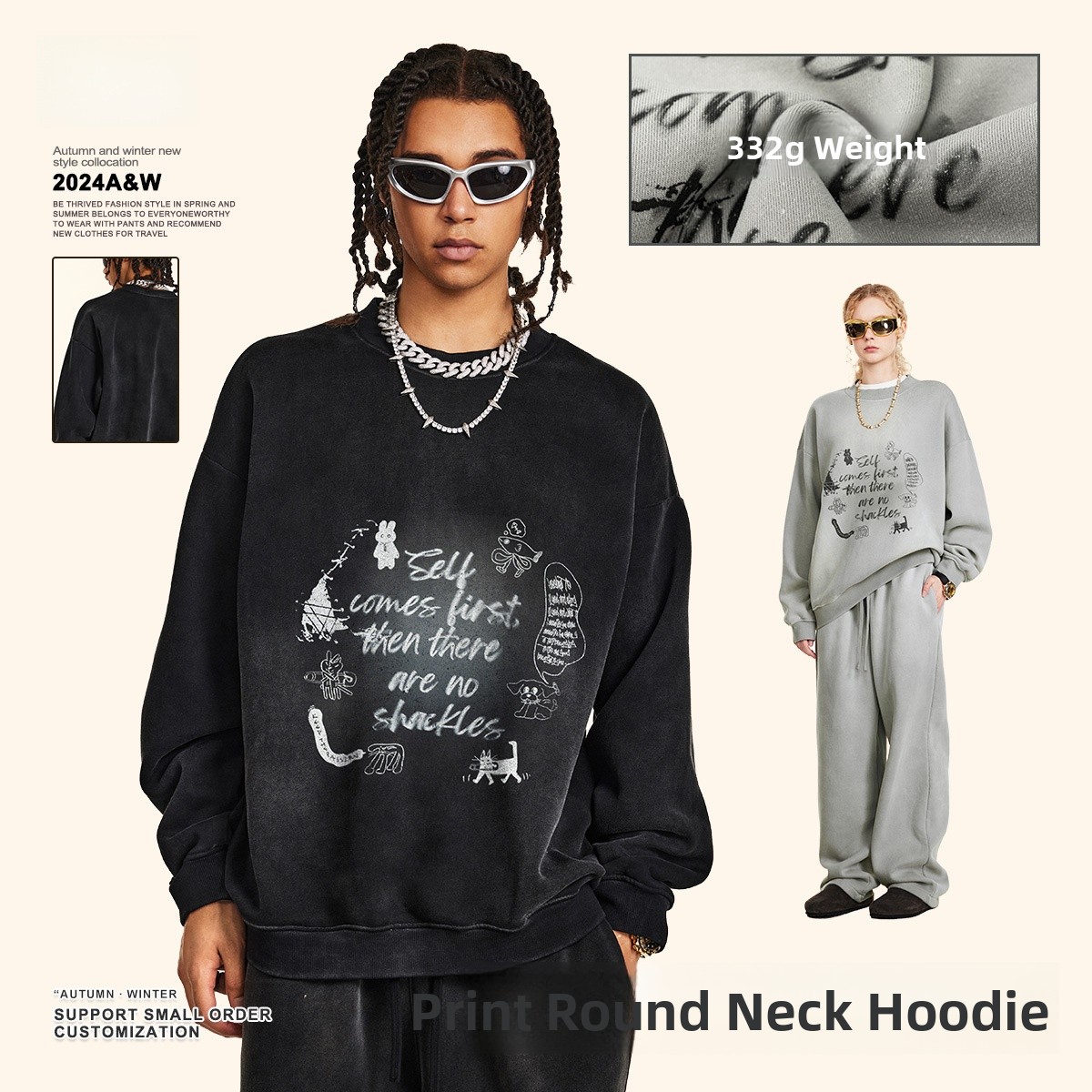 Men's Oversized round Ne Fce L – Streetwear Brand With K Bewertung und Preis