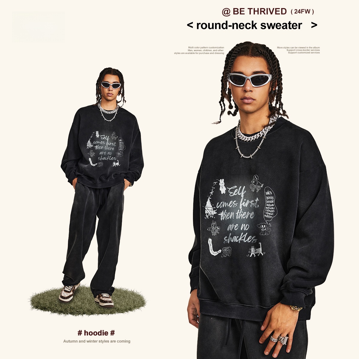 Men's Oversized round Ne Fce L – Streetwear Brand With K Bewertung und Preis
