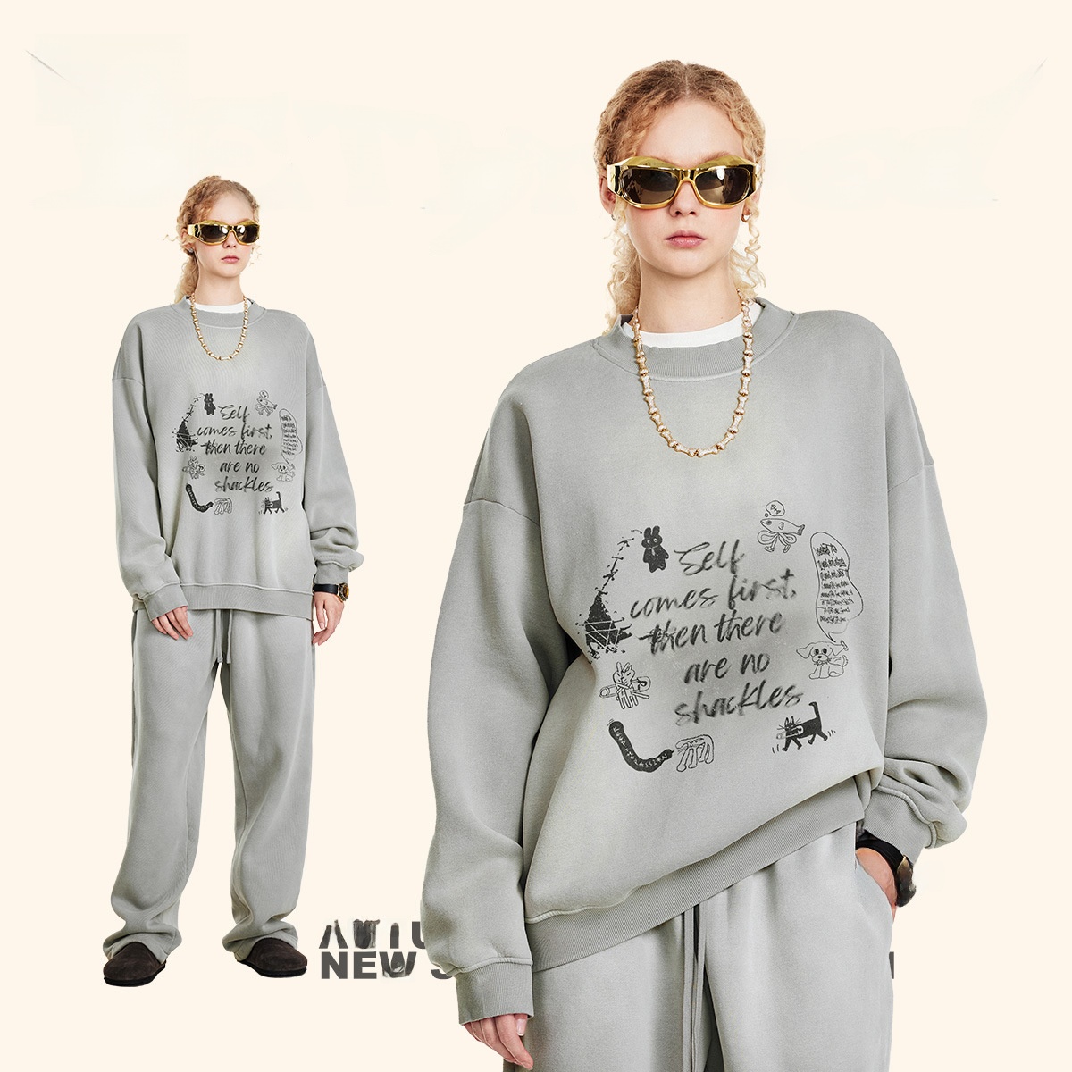 Men's Oversized round Ne Fce L – Streetwear Brand With K Bewertung und Preis